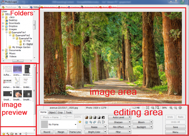The structure of the PhotoScape menu – SenGuide